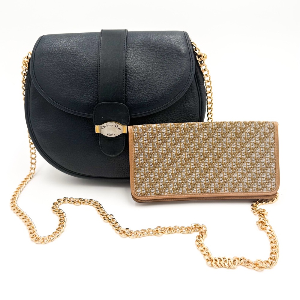 BUNDLE!! Christian Dior Vintage Navy Leather Crossbody and Vintage Dior Wallet